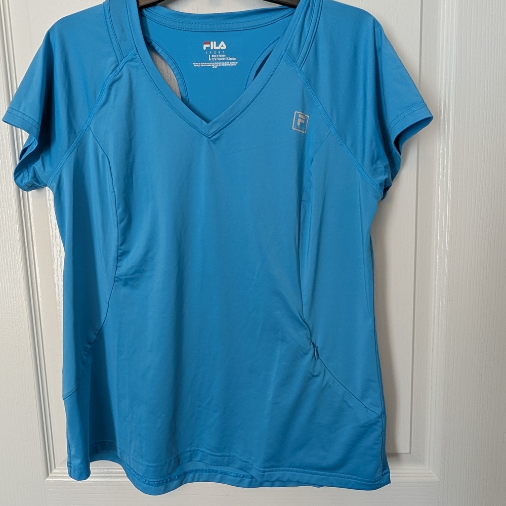 FILA Women's Blue V-Neck Top